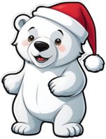 tekenfilm polair beer met sneeuw Aan zijn terug ai generatief, kerst pictogrammen, feestelijk symbolen, vakantie seizoen, Kerstmis decoraties png