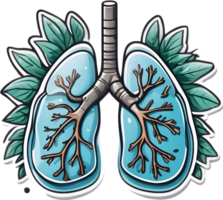 lungs and lungs set of stickers ai generative png