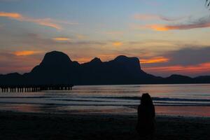 Sunset at Lio Beach, Palawan, Philippines. photo