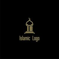 IO initial monogram for islamic logo with mosque icon design vector