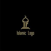 IF initial monogram for islamic logo with mosque icon design vector