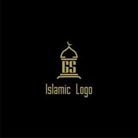 GS initial monogram for islamic logo with mosque icon design vector