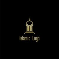 HH initial monogram for islamic logo with mosque icon design vector