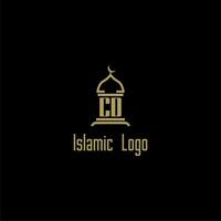 CD initial monogram for islamic logo with mosque icon design vector