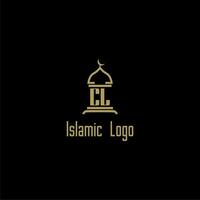 CL initial monogram for islamic logo with mosque icon design vector