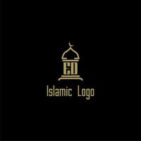 ED initial monogram for islamic logo with mosque icon design vector