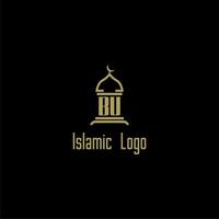 BU initial monogram for islamic logo with mosque icon design vector