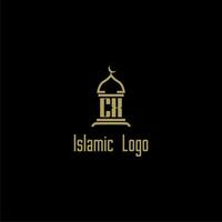 CX initial monogram for islamic logo with mosque icon design vector