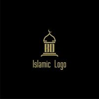 BD initial monogram for islamic logo with mosque icon design vector