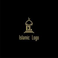 EL initial monogram for islamic logo with mosque icon design vector