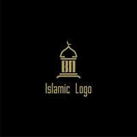 BM initial monogram for islamic logo with mosque icon design vector