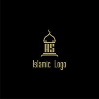 AS initial monogram for islamic logo with mosque icon design vector