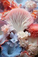 extremo de cerca de seta corales en amable pastel colores. resumen antecedentes de macro mar vida.ai Generacion foto