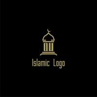 QW initial monogram for islamic logo with mosque icon design vector