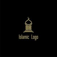 OR initial monogram for islamic logo with mosque icon design vector