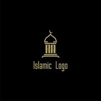 RA initial monogram for islamic logo with mosque icon design vector