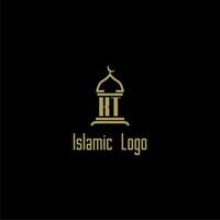 KT initial monogram for islamic logo with mosque icon design vector