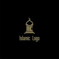 NE initial monogram for islamic logo with mosque icon design vector