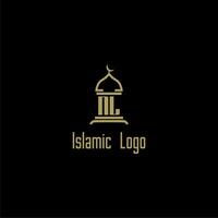 NL initial monogram for islamic logo with mosque icon design vector