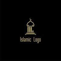 ML initial monogram for islamic logo with mosque icon design vector