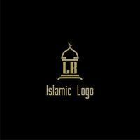 LB initial monogram for islamic logo with mosque icon design vector