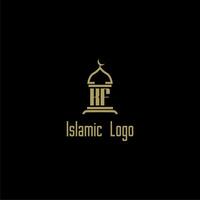 KF initial monogram for islamic logo with mosque icon design vector