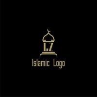 LZ initial monogram for islamic logo with mosque icon design vector