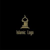 JK initial monogram for islamic logo with mosque icon design vector