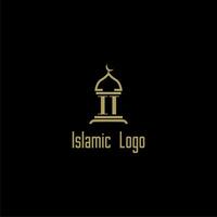 IT initial monogram for islamic logo with mosque icon design vector