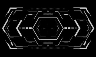 HUD sci-fi octagon interface screen view white geometric design virtual reality futuristic technology creative display on black vector