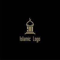 YD initial monogram for islamic logo with mosque icon design vector