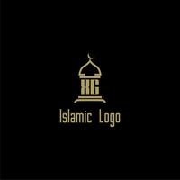XG initial monogram for islamic logo with mosque icon design vector