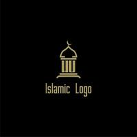 WU initial monogram for islamic logo with mosque icon design vector