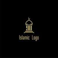 YW initial monogram for islamic logo with mosque icon design vector