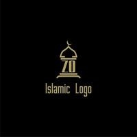 ZO initial monogram for islamic logo with mosque icon design vector