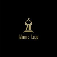 zo inicial monograma para islámico logo con mezquita icono diseño vector