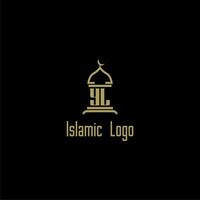 YL initial monogram for islamic logo with mosque icon design vector