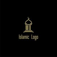 UI initial monogram for islamic logo with mosque icon design vector