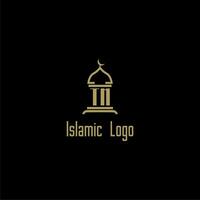 TM initial monogram for islamic logo with mosque icon design vector