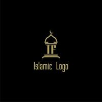 TF initial monogram for islamic logo with mosque icon design vector