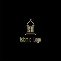 SX initial monogram for islamic logo with mosque icon design vector