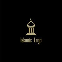 TQ initial monogram for islamic logo with mosque icon design vector