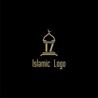 TZ initial monogram for islamic logo with mosque icon design vector