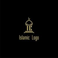 TE initial monogram for islamic logo with mosque icon design vector