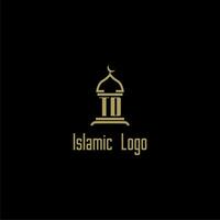 TD initial monogram for islamic logo with mosque icon design vector
