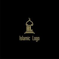 RL initial monogram for islamic logo with mosque icon design vector