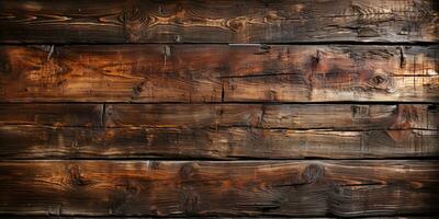 Old Rustic Dark Grunge Wooden Wood Texture Wall, Floor or Table - Wooden Background Banner Generated by Artificial Intelligence photo