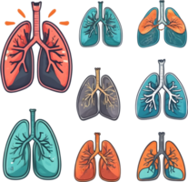 lungs and lungs set of stickers ai generative png