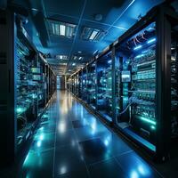 Room in the digital blockchain crypto currency mining factory, AI Generated photo