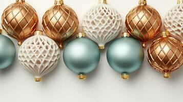 Festive Christmas Decoration on White Background, AI Generated photo